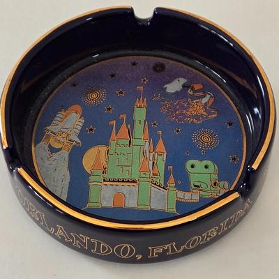 LOT 128L: Collection of Ashtrays & Small Square Frosted Plate