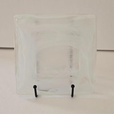 LOT 128L: Collection of Ashtrays & Small Square Frosted Plate