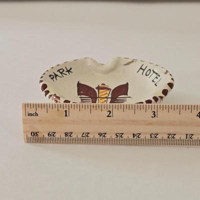 LOT 128L: Collection of Ashtrays & Small Square Frosted Plate