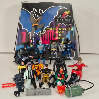 LOT 132L: Batman Collectors Case with a Variety of Batman Figures