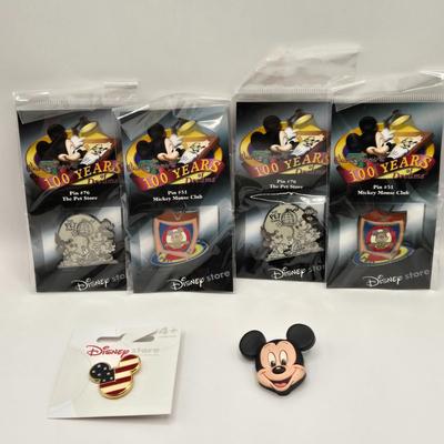 LOT 137A: Walt Disney's 100 Years of of Dreams Pins & Two Mickey Mouse Tack Pins
