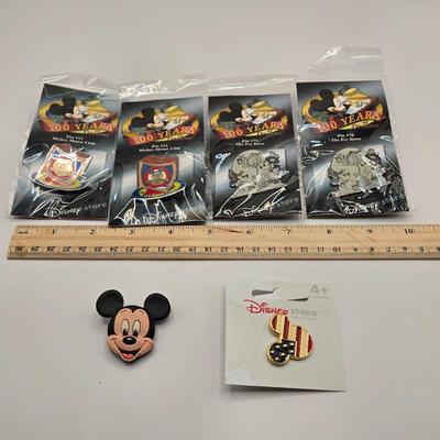 LOT 137A: Walt Disney's 100 Years of of Dreams Pins & Two Mickey Mouse Tack Pins