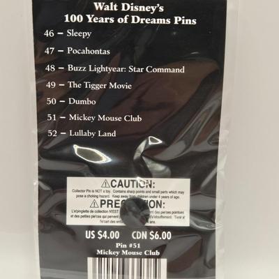 LOT 137A: Walt Disney's 100 Years of of Dreams Pins & Two Mickey Mouse Tack Pins