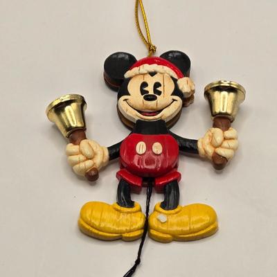 LOT 138A: Disney Hallmark Ornaments: School Bus w/ Matching Thermos & 2001 Mickey w/ Bells