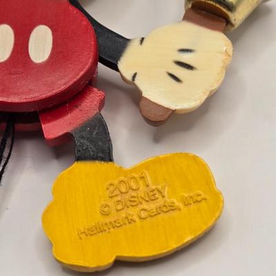 LOT 138A: Disney Hallmark Ornaments: School Bus w/ Matching Thermos & 2001 Mickey w/ Bells