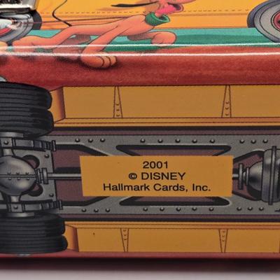 LOT 138A: Disney Hallmark Ornaments: School Bus w/ Matching Thermos & 2001 Mickey w/ Bells