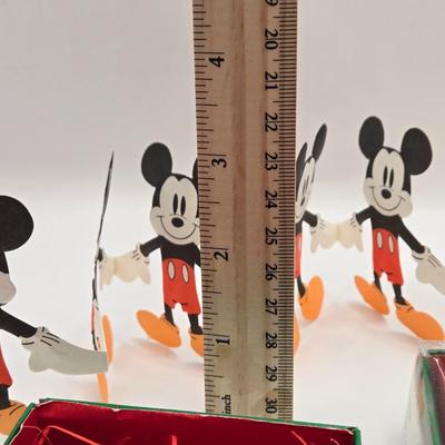 LOT 140A: Sequined Mickey Mouse Head Ornament, Miniature Genuine Pewter Mickey Mouse Statue, & Mickey Mouse Paper Garland