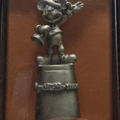 LOT 140A: Sequined Mickey Mouse Head Ornament, Miniature Genuine Pewter Mickey Mouse Statue, & Mickey Mouse Paper Garland