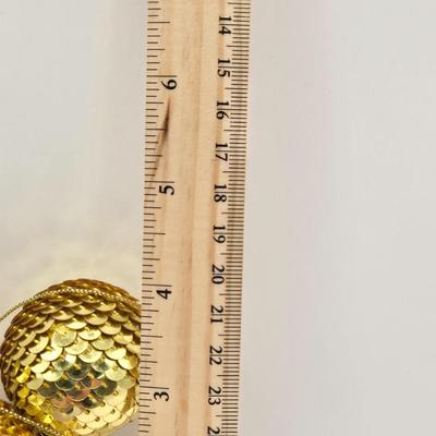 LOT 140A: Sequined Mickey Mouse Head Ornament, Miniature Genuine Pewter Mickey Mouse Statue, & Mickey Mouse Paper Garland