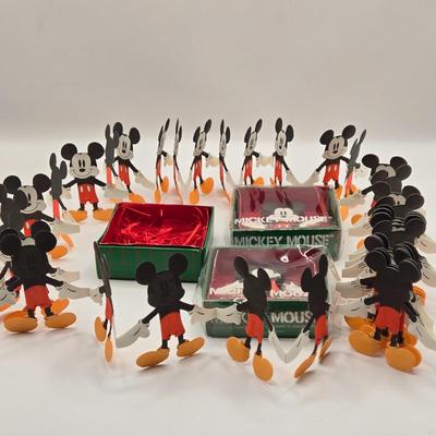 LOT 140A: Sequined Mickey Mouse Head Ornament, Miniature Genuine Pewter Mickey Mouse Statue, & Mickey Mouse Paper Garland