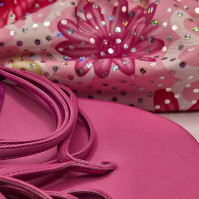 LOT 141L: Gently Worn Unlisted Dress Sandals Size 7.5, Sequined Handbag, & Bath & Body Works Handbag