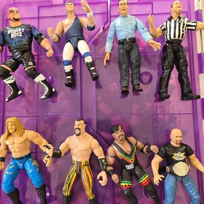 LOT 154B: " Are You Ready to Rumble...." Large Bin of Wrestler Toy Figures