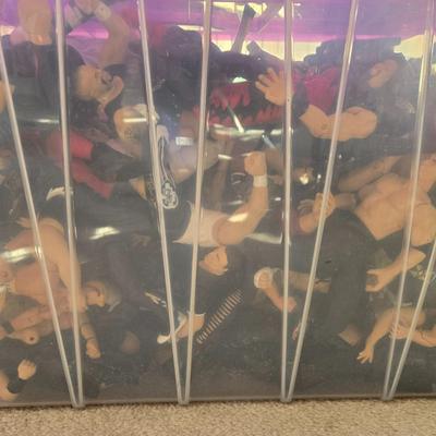 LOT 154B: " Are You Ready to Rumble...." Large Bin of Wrestler Toy Figures