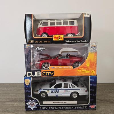 LOT 159A: Three Die Cast Metal Vehicles; All New in Box