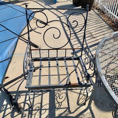 LOT 162 O: Disney's Mickey Mouse Wrought Iron Table w/ 4 Chairs & Black Metal Umbrella Stand