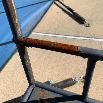 LOT 162 O: Disney's Mickey Mouse Wrought Iron Table w/ 4 Chairs & Black Metal Umbrella Stand