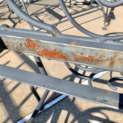 LOT 162 O: Disney's Mickey Mouse Wrought Iron Table w/ 4 Chairs & Black Metal Umbrella Stand