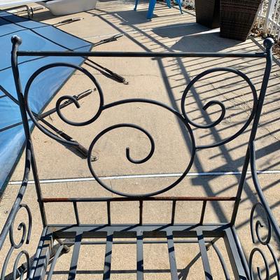 LOT 162 O: Disney's Mickey Mouse Wrought Iron Table w/ 4 Chairs & Black Metal Umbrella Stand