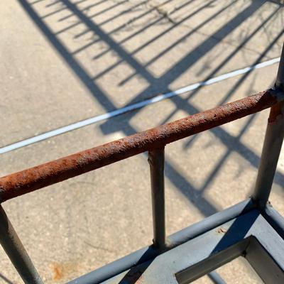 LOT 162 O: Disney's Mickey Mouse Wrought Iron Table w/ 4 Chairs & Black Metal Umbrella Stand