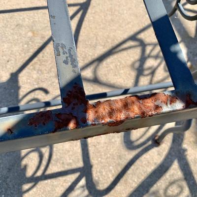 LOT 162 O: Disney's Mickey Mouse Wrought Iron Table w/ 4 Chairs & Black Metal Umbrella Stand