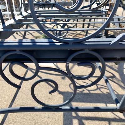 LOT 162 O: Disney's Mickey Mouse Wrought Iron Table w/ 4 Chairs & Black Metal Umbrella Stand