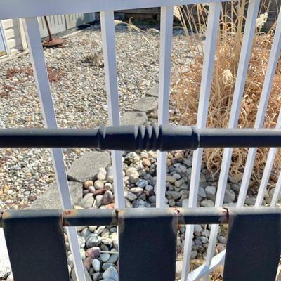 LOT 163 O: Wrought Iron Patio Set; Table & 4 Rocker Chairs