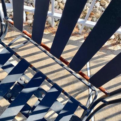 LOT 163 O: Wrought Iron Patio Set; Table & 4 Rocker Chairs