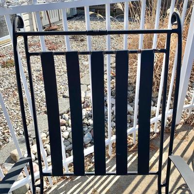 LOT 163 O: Wrought Iron Patio Set; Table & 4 Rocker Chairs