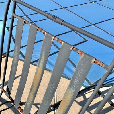 LOT 163 O: Wrought Iron Patio Set; Table & 4 Rocker Chairs