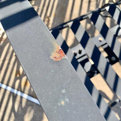 LOT 163 O: Wrought Iron Patio Set; Table & 4 Rocker Chairs