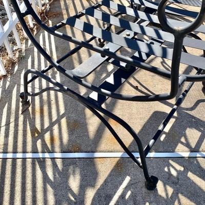 LOT 163 O: Wrought Iron Patio Set; Table & 4 Rocker Chairs