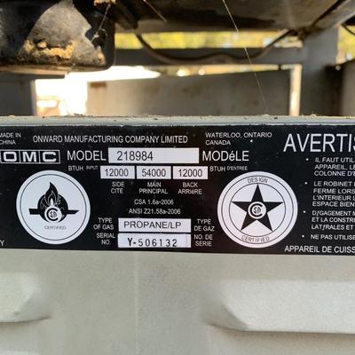 LOT 165 O: OMC Broil Mate Propane Grill #218984 w/ Cover