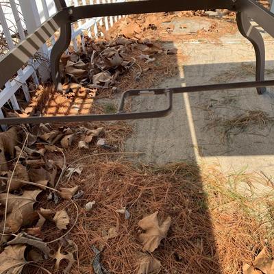 LOT 167 O: Hampton Bay Tile Patio & Side Table w/ Umbrella Stand