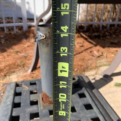 LOT 167 O: Hampton Bay Tile Patio & Side Table w/ Umbrella Stand