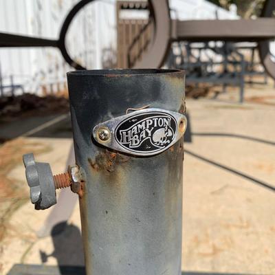 LOT 167 O: Hampton Bay Tile Patio & Side Table w/ Umbrella Stand