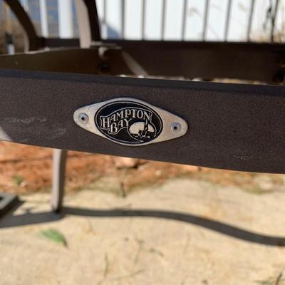 LOT 167 O: Hampton Bay Tile Patio & Side Table w/ Umbrella Stand