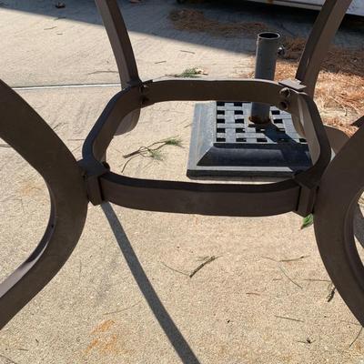 LOT 167 O: Hampton Bay Tile Patio & Side Table w/ Umbrella Stand