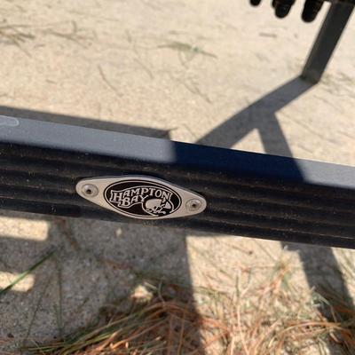 LOT 168 O: Hampton Bay Tile Top Fire Pit & Metal Lounge Chairs