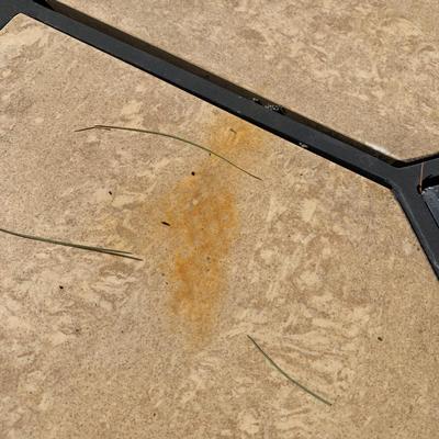 LOT 168 O: Hampton Bay Tile Top Fire Pit & Metal Lounge Chairs