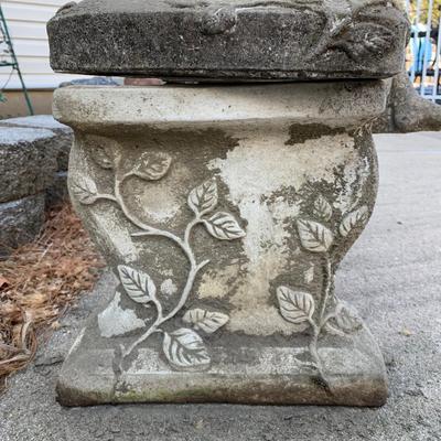 LOT 177 O: Cement / Plaster Lawn Decor; Girl w/ Basket on Bench