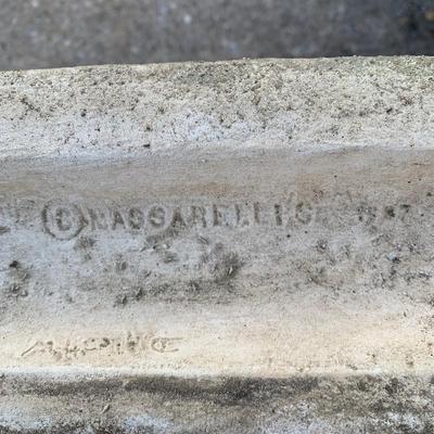 LOT 177 O: Cement / Plaster Lawn Decor; Girl w/ Basket on Bench