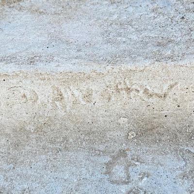 LOT 177 O: Cement / Plaster Lawn Decor; Girl w/ Basket on Bench