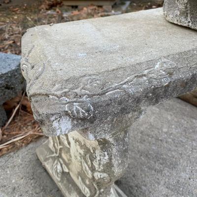 LOT 177 O: Cement / Plaster Lawn Decor; Girl w/ Basket on Bench