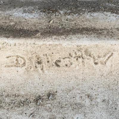 LOT 177 O: Cement / Plaster Lawn Decor; Girl w/ Basket on Bench