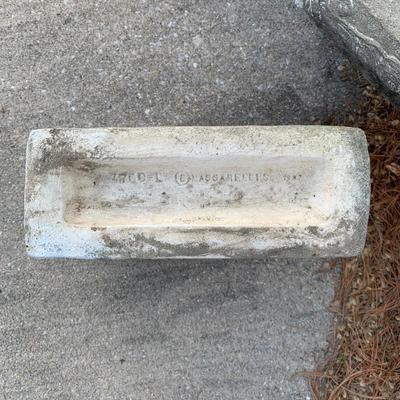 LOT 177 O: Cement / Plaster Lawn Decor; Girl w/ Basket on Bench