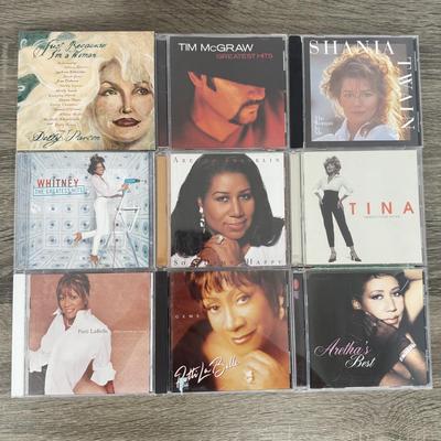 LOT 182B: CD Collection: Dolly Parton, Whitney Houston, Aretha Franklin, Patti LaBelle, Donna Summer, Shania Twain, Faith Hill & More
