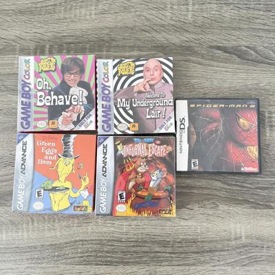 LOT 195B: Spider-Man 2 for Nintendo DS w/ NIP Game Boy Color & GBA Games: Austin Powers, Dr. Seuss' Green Eggs and Ham & Tom...