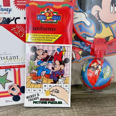 LOT 201A: Disney Kids' Collection: Braun Oral B Mickey Mouse Electric Toothbrush w/ NIP Heads, NIP Mickey Basketball Set, Wall...