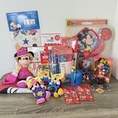 LOT 201A: Disney Kids' Collection: Braun Oral B Mickey Mouse Electric Toothbrush w/ NIP Heads, NIP Mickey Basketball Set, Wall...