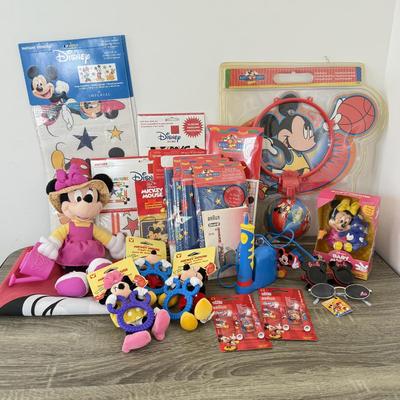LOT 201A: Disney Kids' Collection: Braun Oral B Mickey Mouse Electric Toothbrush w/ NIP Heads, NIP Mickey Basketball Set, Wall...